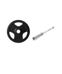 Alternative view of 150Kg Trigrip Olympic Plates (Rubber Coated)   7ft Olympic Bar