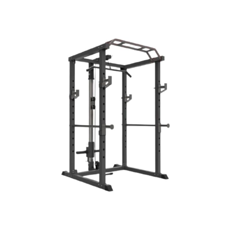 Power Rack with integrated lat pulldown and low row