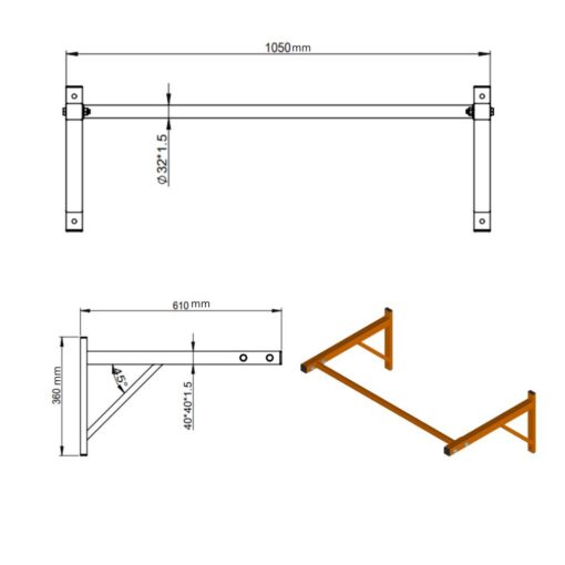Wall Mounted Pull Up Bar dimensions