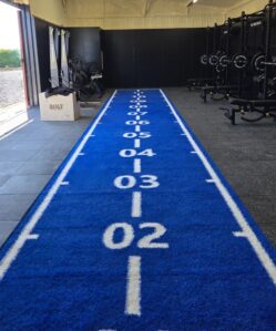 Bolt Strength Gorilla Turf with Markings | 2m x 12m (Blue, 2 Lanes)