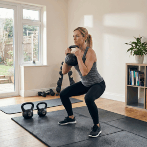 Puls8 Vinyl Kettlebell with Woman (2)