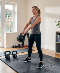 Puls8 Vinyl Kettlebell with Woman