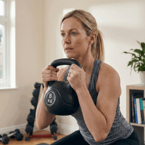 Puls8 Vinyl Kettlebell with Woman