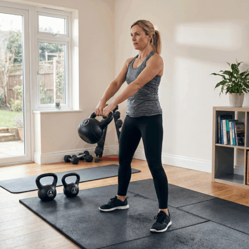 Puls8 Vinyl Kettlebell with Woman