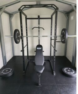 Power Rack Power Cage with lat pull downlow row - home gym