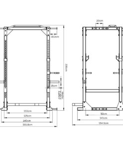 Full Commercial Power RackFull Commercial Power Rack - Dimensions