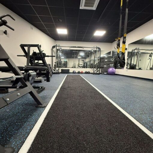 Home Gym - blue fleck flooring
