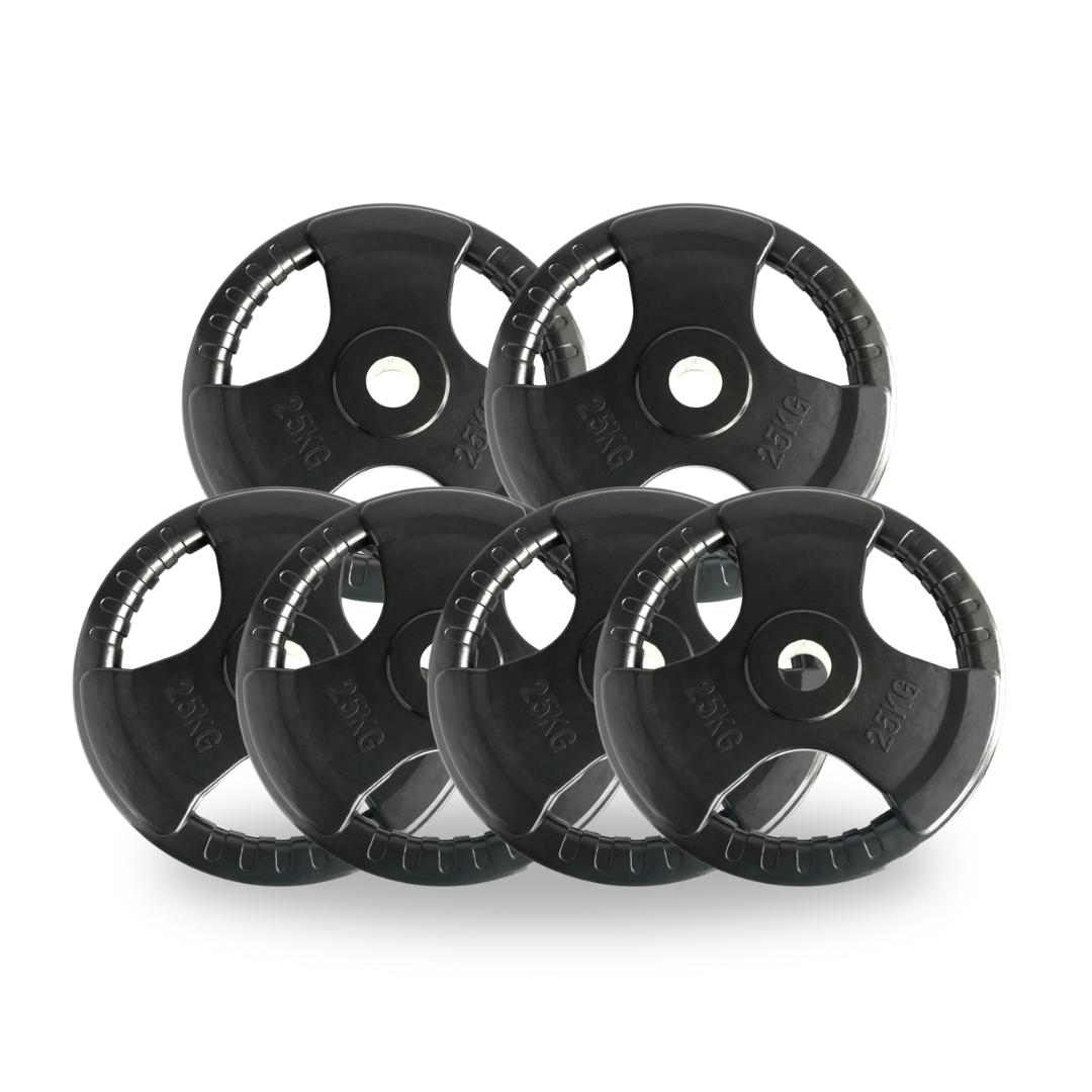 Tri Grip Rubber Weight Plates (25KG PLATE SETS) - Image 3