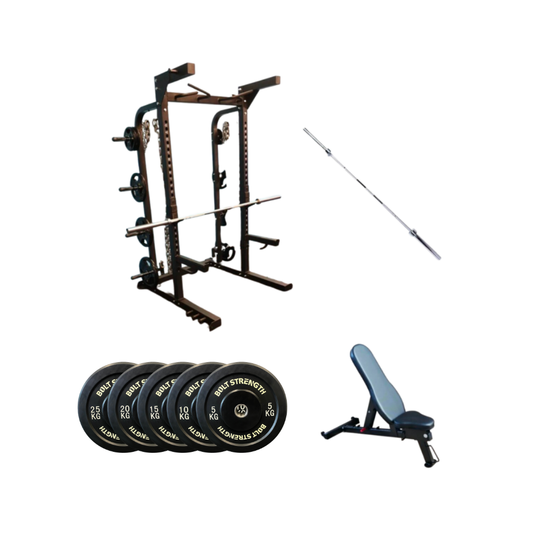 120KG Bolt Strength Full Commercial Half Rack Package Fitness