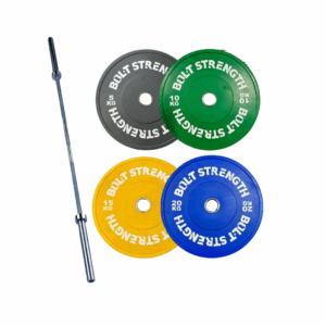 Coloured-Bumper-Plate-Set-–-50Kg-Including-Bar-1