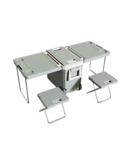 Picnic Cooler Box & Integrated Table + 2 Folding Chairs