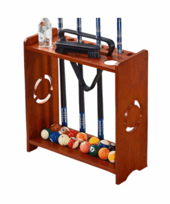 Wooden Floor Stand Pool Cue and Accessories Storage