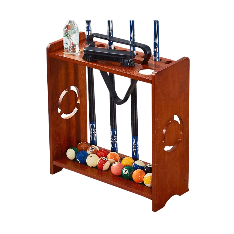 Wooden Floor Stand Pool Cue and Accessories Storage