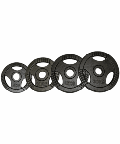 100kg Iron Tri Grip Plates in a line