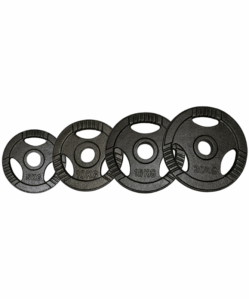 100kg Iron Tri Grip Plates in a line