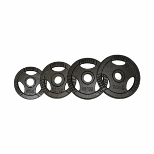 100kg Iron Tri Grip Plates in a line