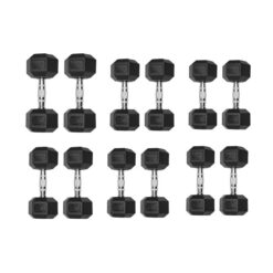 6 Pair Hex Dumbbells - 5-10kg