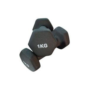 1kg Black Matte Neoprene Dumbbells