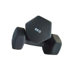 6kg Black Matte Neoprene Dumbbells