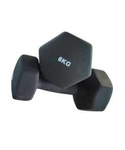 6kg Black Matte Neoprene Dumbbells