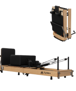 Alternative view of Korra Folding Oak Pilates Reformer - Black Leather