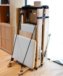 Korra Folding Oak Pilates Reformer – Sage Green Leather