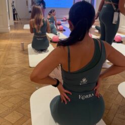 Korra Asymmetrical Shoulder Mesh Sports Bra Green